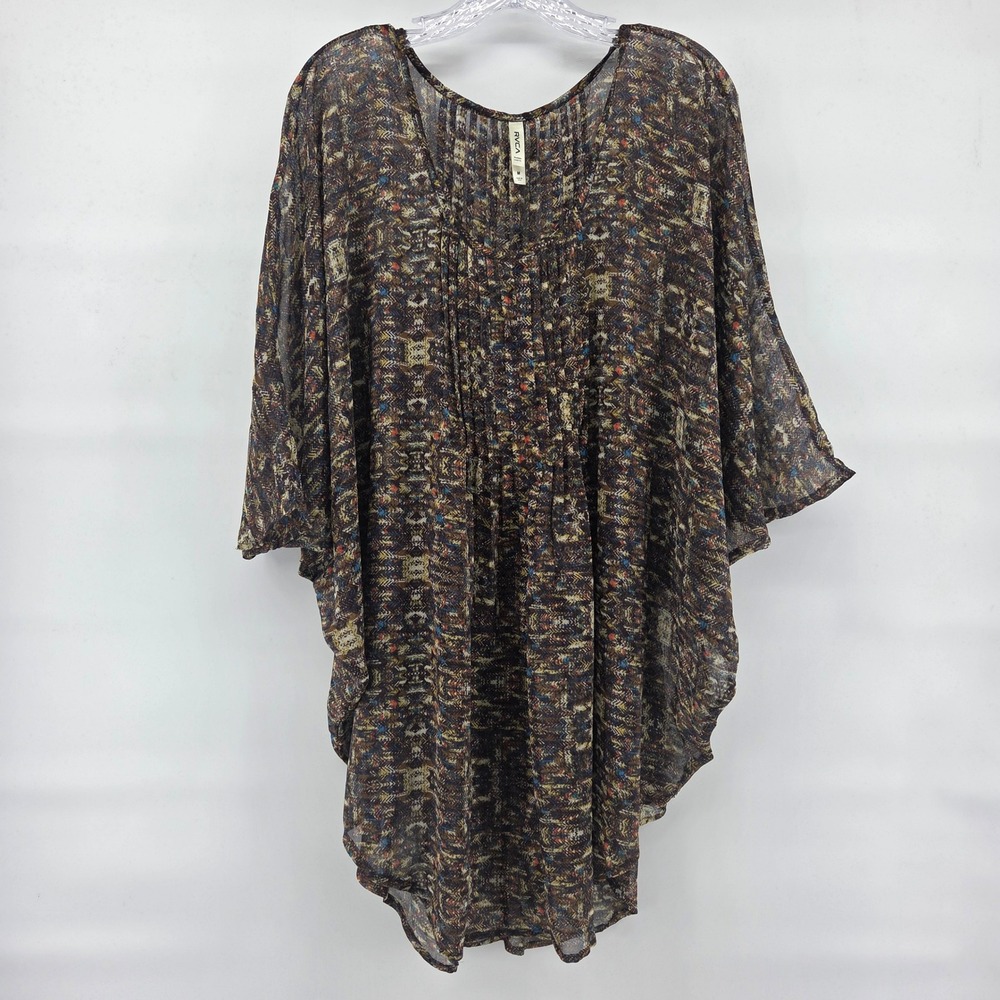 RVCA Top Medium‎ Brown Sheer Kaftan Lightweight Oversized Boho Vacation